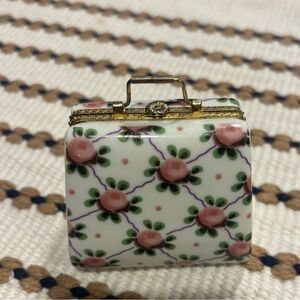 Vintage Porcelain Purse Shaped Trinket Box